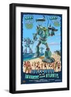 Hollywood, Florida - Hollywood vs. Atlantean Invaders-Lantern Press-Framed Art Print