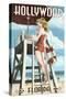 Hollywood, Florida - Lifeguard Pinup Girl-Lantern Press-Stretched Canvas