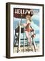 Hollywood, Florida - Lifeguard Pinup Girl-Lantern Press-Framed Art Print