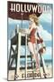 Hollywood, Florida - Lifeguard Pinup Girl-Lantern Press-Mounted Art Print