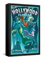 Hollywood, Florida - Live Mermaids-Lantern Press-Framed Stretched Canvas