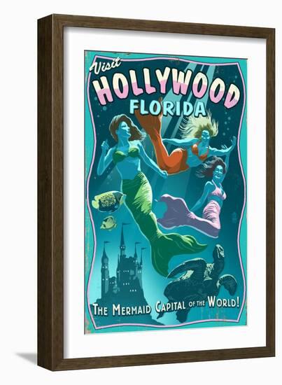 Hollywood, Florida - Live Mermaids-Lantern Press-Framed Art Print