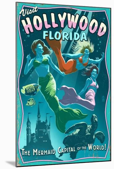 Hollywood, Florida - Live Mermaids-Lantern Press-Mounted Art Print