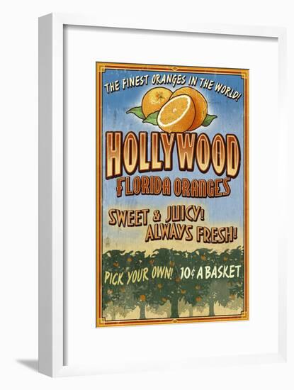 Hollywood, Florida - Orange Grove Vintage Sign-Lantern Press-Framed Art Print