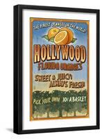 Hollywood, Florida - Orange Grove Vintage Sign-Lantern Press-Framed Art Print