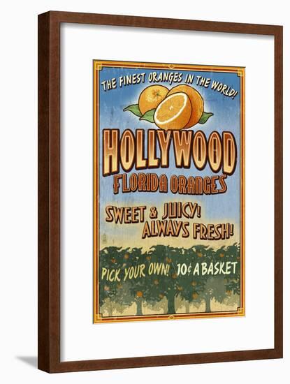 Hollywood, Florida - Orange Grove Vintage Sign-Lantern Press-Framed Art Print