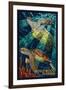 Hollywood, Florida - Sea Turtle Mosaic-Lantern Press-Framed Art Print