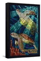 Hollywood, Florida - Sea Turtle Mosaic-Lantern Press-Framed Stretched Canvas