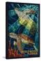 Hollywood, Florida - Sea Turtle Mosaic-Lantern Press-Stretched Canvas