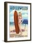 Hollywood, Florida - Surfer Pinup Girl-Lantern Press-Framed Art Print
