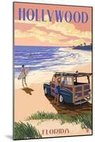 Hollywood, Florida - Woody on the Beach-Lantern Press-Mounted Art Print