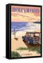 Hollywood, Florida - Woody on the Beach-Lantern Press-Framed Stretched Canvas
