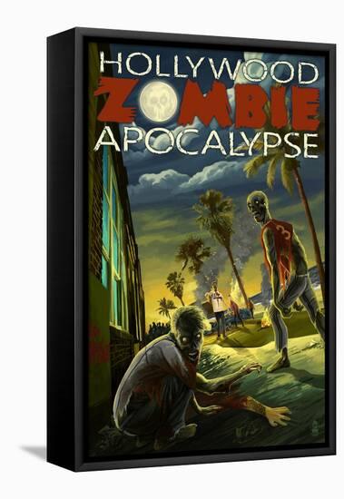 Hollywood, Florida - Zombie Apocalypse-Lantern Press-Framed Stretched Canvas