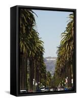 Hollywood Hills and the Hollywood Sign, Los Angeles, California, USA-Kober Christian-Framed Stretched Canvas