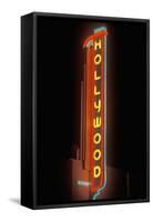 "Hollywood" neon sign at the Hollywood Theater in Los Angeles, California-null-Framed Stretched Canvas