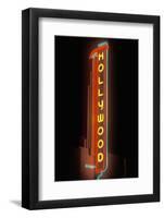 "Hollywood" neon sign at the Hollywood Theater in Los Angeles, California-null-Framed Photographic Print