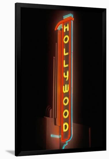 "Hollywood" neon sign at the Hollywood Theater in Los Angeles, California-null-Framed Photographic Print
