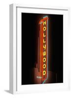 "Hollywood" neon sign at the Hollywood Theater in Los Angeles, California-null-Framed Photographic Print