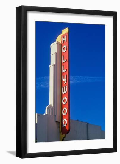 "Hollywood" sign at the Hollywood Theater in Los Angeles, California-null-Framed Premium Photographic Print