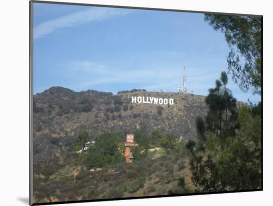 Hollywood Sign (From Afar) Art Poster Print-null-Mounted Poster
