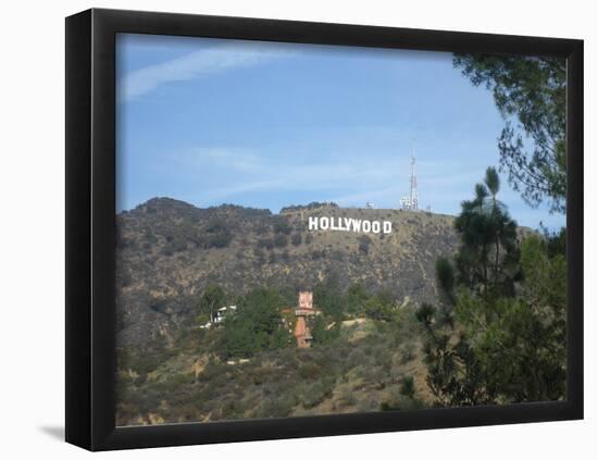 Hollywood Sign (From Afar) Art Poster Print-null-Framed Poster