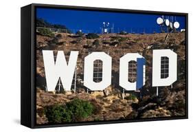 "Hollywood" sign on the hillsides of Hollywood, Los Angeles, California-null-Framed Stretched Canvas