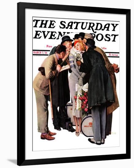 "Hollywood Starlet" Saturday Evening Post Cover, March 7,1936-Norman Rockwell-Framed Premium Giclee Print