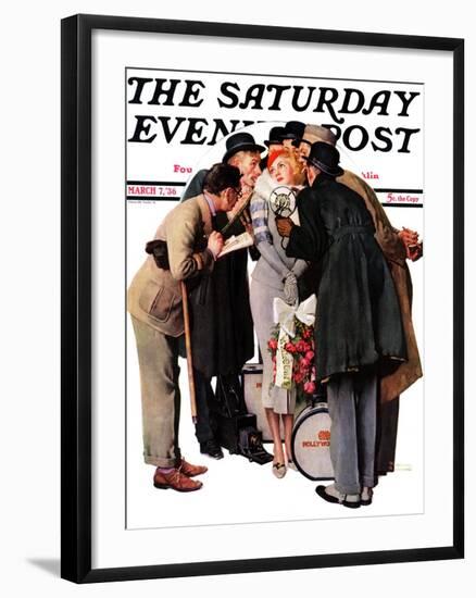 "Hollywood Starlet" Saturday Evening Post Cover, March 7,1936-Norman Rockwell-Framed Giclee Print