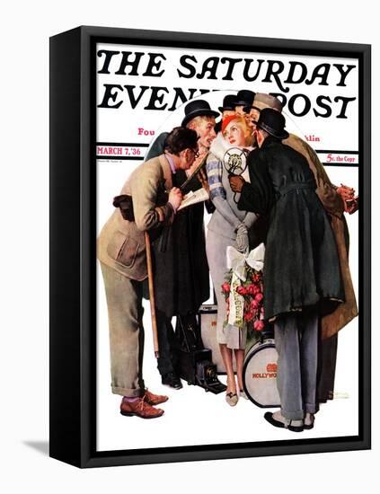 "Hollywood Starlet" Saturday Evening Post Cover, March 7,1936-Norman Rockwell-Framed Stretched Canvas