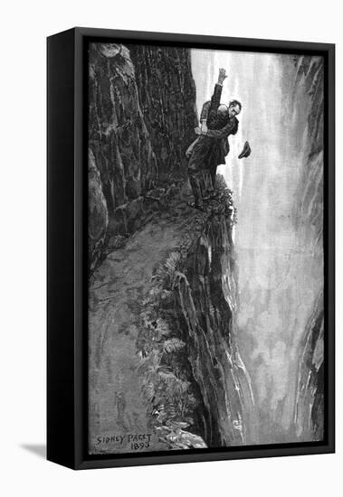 Holmes and Moriarty Fighting over the Reichenbach Falls, 1896-Sidney Edward Paget-Framed Stretched Canvas