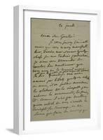 Holograph Letter to Theophile Gautier, August 4, 1861-Eugene Delacroix-Framed Giclee Print