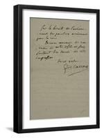 Holograph Letter to Theophile Gautier, August 4, 1861-Eugene Delacroix-Framed Giclee Print