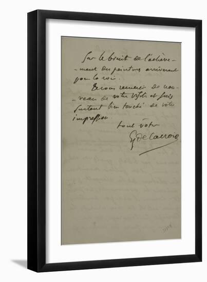 Holograph Letter to Theophile Gautier, August 4, 1861-Eugene Delacroix-Framed Giclee Print