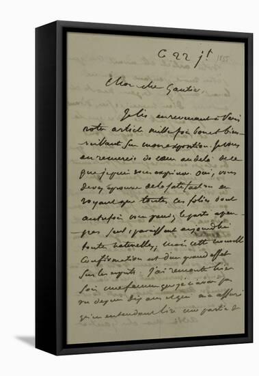 Holograph Letter to Theophile Gautier, July 22, 1855-Eugene Delacroix-Framed Stretched Canvas