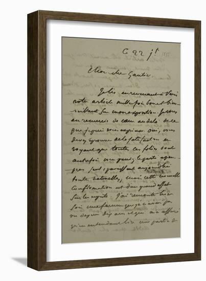 Holograph Letter to Theophile Gautier, July 22, 1855-Eugene Delacroix-Framed Giclee Print