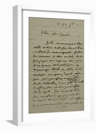 Holograph Letter to Theophile Gautier, July 22, 1855-Eugene Delacroix-Framed Giclee Print