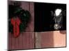 Holstein Cow in Barn with Christmas Wreath, WI-Lynn M^ Stone-Mounted Photographic Print