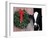 Holstein Cow in Barn with Christmas Wreath, WI-Lynn M^ Stone-Framed Photographic Print