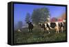 Holstein Cows in Pasture on Foggy, Autumn Morning, Granville, New York-Lynn M^ Stone-Framed Stretched Canvas