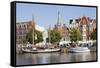 Holstenhafen at River Untertrave, Lubeck, Schleswig Holstein, Germany, Europe-Markus Lange-Framed Stretched Canvas