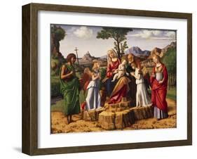 Holy Conversation or Madonna Enthroned with Child-Giovanni Battista Cima Da Conegliano-Framed Giclee Print