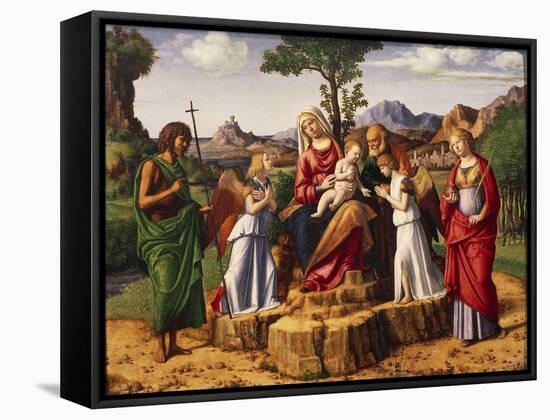 Holy Conversation or Madonna Enthroned with Child-Giovanni Battista Cima Da Conegliano-Framed Stretched Canvas