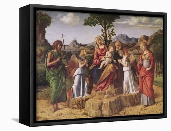 Holy Conversation (The Holy Family Surrounded by Angels, Saint Lucy and Saint John the Baptiste), S-Giovanni Battista Cima Da Conegliano-Framed Stretched Canvas