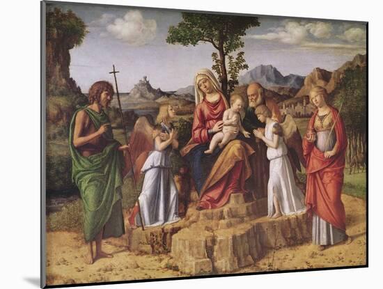 Holy Conversation (The Holy Family Surrounded by Angels, Saint Lucy and Saint John the Baptiste), S-Giovanni Battista Cima Da Conegliano-Mounted Giclee Print