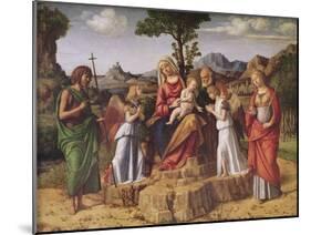 Holy Conversation (The Holy Family Surrounded by Angels, Saint Lucy and Saint John the Baptiste), S-Giovanni Battista Cima Da Conegliano-Mounted Giclee Print