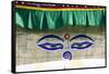 Holy Eyes of the Monkey Temple, Kathmandu, Nepal-Peter Adams-Framed Stretched Canvas