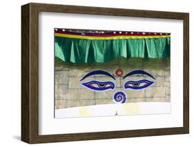 Holy Eyes of the Monkey Temple, Kathmandu, Nepal-Peter Adams-Framed Photographic Print