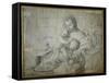 Holy Family at Rest with the Infant St. John the Baptist-Domenichino-Framed Stretched Canvas