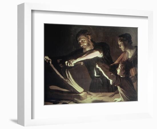 Holy Family in the Carpentery Shop-Gerrit van Honthorst-Framed Giclee Print