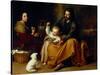 Holy Family with Baby Sparrow-Bartolome Esteban Murillo-Stretched Canvas